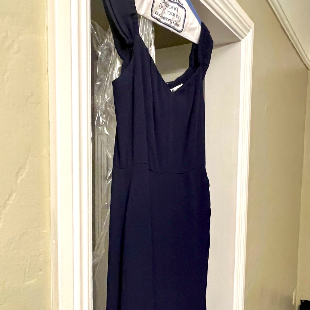 Reformation navy floorlength bridesmaid dress